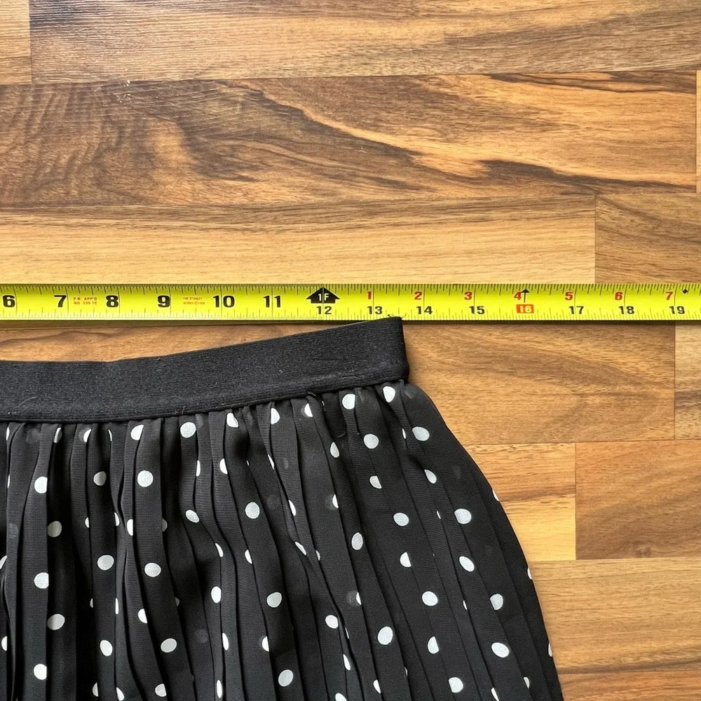 A New Day Skirt Black White Polka-dot Accordion Pleated Midi‎ Sz S Lined Casual